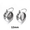 E226 - 10 pcs. 304 Stainless Steel Earring Clips Settings Lever Back Bezels Cabochons - 12mm Glue Pad Setting - Small Profile Lever