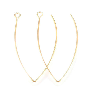 E621 - 10 pcs 304 Stainless Steel Gold Vaccum Plated LONG Earring Hooks with Parallel Loop - 41mm x 22mm