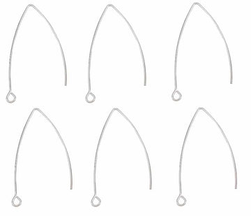 E622 - 10 pcs 304 Stainless Steel Silver Tone LONG Earring Hooks with Parallel Loop - 41mm x 22mm