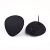 E628 - 10 pcs. (5 pairs) Iron Black Teardrop Earring Posts/Studs with Loop and Steel Pins - 20mm x 18.5mm - Hole Size: 3mm