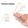 E632 - 100 pcs 316 Stainless Steel Earring Hooks with Loop Hole - 18mm x 15mm - Large Hole: 4.6mm - Gold
