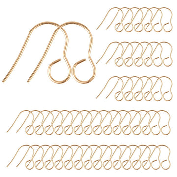 E632 - 100 pcs 316 Stainless Steel Earring Hooks with Loop Hole - 18mm x 15mm - Large Hole: 4.6mm - Gold