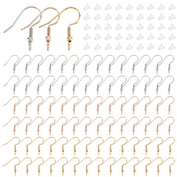 E643 - 150 pcs 304 Stainless Steel Earring Hooks with Spring and Ball - 22mm x 17mm - Hole Size: 2.3mm - Perpendicular Loop - 3 Colors