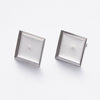 E646 - 10 pcs. 304 Stainless Steel Earring Posts Studs Settings Bezels Cabochons Tacks - 10mm x 10mm Glue Pad Setting - Square
