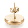 E661 - 10 pcs. 304 Stainless Steel Gold Plated Earring Posts Settings Bezels Cabochons Tacks- 12mm Glue Pad Setting - with Stoppers! Round Edge
