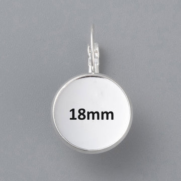 E667 - 10 pcs. 304 Stainless Steel Earring Clips Settings Lever Back Bezels Cabochons - 18mm Glue Pad Setting - Shiny Silver Plated