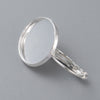 E667 - 10 pcs. 304 Stainless Steel Earring Clips Settings Lever Back Bezels Cabochons - 18mm Glue Pad Setting - Shiny Silver Plated