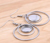 E674 - 6 pcs. 304 Stainless Steel Silver Tone Earring Dangle Bezel Hooks with Rings - 12mm Glue Pad Settings