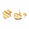 E679 - 10 pcs (5 pairs) 304 Stainless Steel Rhombus Earring Posts/Bases/Studs/Settings with Backs - 16mm - Hole for Dangles - Gold