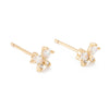 E974 - 2 pcs (1 Pair) Brass Cubic Zirconia (CZ) Micro Pave Earring Studs with 925 Sterling Silver Pins and Rubber Backs - 6mm x 5mm - Real 14k Plated - Butterfly