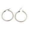 E893 - 6 pcs (3 pairs) 304 Stainless Steel Silver Tone Earring Hoops - 34mm (1.34 inch)