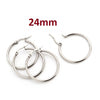 E892 - 6 pcs (3 pairs) 304 Stainless Steel Silver Tone Earring Hoops - 24mm (0.95 inch)