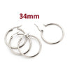 E893 - 6 pcs (3 pairs) 304 Stainless Steel Silver Tone Earring Hoops - 34mm (1.34 inch)