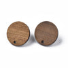 E895 - 10 pcs. 316 Stainless Steel Earring Posts Studs Settings Cabochons Tacks - 20mm Diameter - Wood - Brown - Thin Frame