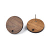 E895 - 10 pcs. 316 Stainless Steel Earring Posts Studs Settings Cabochons Tacks - 20mm Diameter - Wood - Brown - Thin Frame