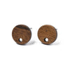 E906 - 10 pcs. 316 Stainless Steel Earring Posts Studs Settings Cabochons Tacks - 10mm Diameter - Wood - Brown - Thin Frame