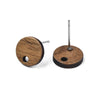 E906 - 10 pcs. 316 Stainless Steel Earring Posts Studs Settings Cabochons Tacks - 10mm Diameter - Wood - Brown - Thin Frame