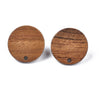 E908 - 10 pcs. 304 Stainless Steel Earring Posts Studs Settings Cabochons Tacks - 20mm Diameter - Wood - Brown - Thin Frame