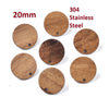 E908 - 10 pcs. 304 Stainless Steel Earring Posts Studs Settings Cabochons Tacks - 20mm Diameter - Wood - Brown - Thin Frame