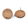 E908 - 10 pcs. 304 Stainless Steel Earring Posts Studs Settings Cabochons Tacks - 20mm Diameter - Wood - Brown - Thin Frame