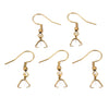 E910 - 10 pcs 304 Stainless Steel Earring Hooks with Spring and Ball - 27mm x 20mm - With Pinch Clips Bails - Gold Plated