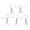 E911 - 10 pcs 304 Stainless Steel Earring Hooks with Spring and Ball - 27mm x 20mm - With Pinch Clips Bails - Silver Tone