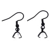 E912 - 8 pcs 304 Stainless Steel Earring Hooks with Spring and Ball - 27mm x 20mm - With Pinch Clips Bails - Black