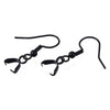 E912 - 8 pcs 304 Stainless Steel Earring Hooks with Spring and Ball - 27mm x 20mm - With Pinch Clips Bails - Black