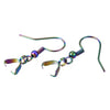 E914 - 10 pcs 304 Stainless Steel Earring Hooks with Spring and Ball - 27mm x 20mm - With Pinch Clips Bails - Rainbow Plated