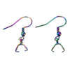 E914 - 10 pcs 304 Stainless Steel Earring Hooks with Spring and Ball - 27mm x 20mm - With Pinch Clips Bails - Rainbow Plated