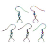 E914 - 10 pcs 304 Stainless Steel Earring Hooks with Spring and Ball - 27mm x 20mm - With Pinch Clips Bails - Rainbow Plated