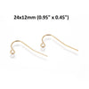 E915 - 100 pcs 304 Stainless Steel 18k Gold Plated Earring Hooks - 24mm x 12mm - Hole Size: 1.7mm - Parallel Loop