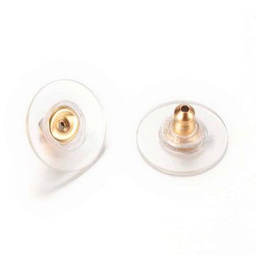E922 - 50 pcs (25 Pairs) 304 Stainless Steel Earring Back Bullet Clutch Nuts Stoppers - Gold - 12mm x 6mm - Tarnish Resistant!