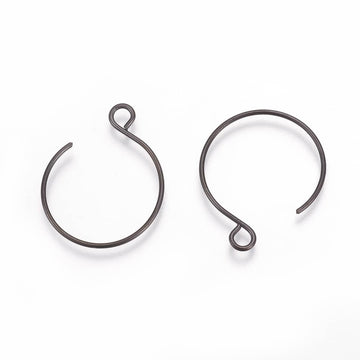 E928 - 10 pcs 304 Stainless Steel Earring Hoops Hooks - 22mm x 18mm - Black