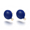 E938 - 10 pcs. 304 Stainless Steel Gold Plated Half Round Earring Ball Posts with Loop - Blue Enamel - 12.5mm x 10mm - Hole: 1mm - with Stoppers!