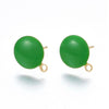 E941 - 10 pcs. 304 Stainless Steel Gold Plated Half Round Earring Ball Posts with Loop - Green Enamel - 12.5mm x 10mm - Hole: 1.2mm - with Stoppers!