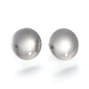 E942 - 10 pcs. 304 Stainless Steel Half Round Earring Ball Posts with Hole - Silver Tone - 13mm x 2mm - Hole: 1.5mm - with Stoppers!