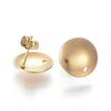 E943 - 10 pcs. 304 Stainless Steel Half Round Earring Ball Posts with Hole - Gold Plated - 13mm x 2mm - Hole: 1.5mm - with Stoppers!