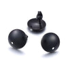 E945 - 10 pcs. 304 Stainless Steel Half Round Earring Ball Posts with Hole - Black - 13mm x 2mm - Hole: 1.5mm - with Stoppers!