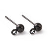 E951 - 10 pcs. (5 pairs) 316 Stainless Steel Earring Ball Posts Settings with Loop - 17mm x 9mm - 6mm Ball - Black - Stoppers Included!