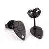 E953 - 10 pcs (5 pairs) 304 Stainless Steel Teardrop Earring Posts/Studs with Backs - 10mm x 6mm - Hole : 1mm - Black - Textured