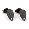 E953 - 10 pcs (5 pairs) 304 Stainless Steel Teardrop Earring Posts/Studs with Backs - 10mm x 6mm - Hole : 1mm - Black - Textured