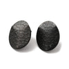 E960 - 10 pcs. (5 pairs) 304 Stainless Steel Black Oval Earring Posts/Studs with Loop - 20mm x 16mm - Hole Size: 2.5mm - TEXTURED