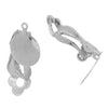 E961 - 10 pcs. Silver Tone Hinged Earring Posts Studs Clips Settings Cabochons Posts - 12mm Glue Pad Setting