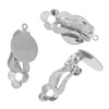E961 - 10 pcs. Silver Tone Hinged Earring Posts Studs Clips Settings Cabochons Posts - 12mm Glue Pad Setting