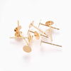 E971 - 10 pieces (5 pairs) Brass Real 18k Gold Plated Earring Posts/Bases/Studs/Settings with Rubber Backs - 5mm