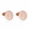 E966 - 10 pcs. (5 pairs) 304 Stainless Steel Rose Gold Plated Earring Posts/Bases/Studs - 12mm Diameter - Hole Size: 1.4mm - TEXTURED - Knockdown