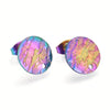 E968 - 10 pcs. (5 pairs) 304 Stainless Steel Rainbow Earring Posts/Bases/Studs - 12mm Diameter - Hole Size: 1.4mm - TEXTURED - Knockdown