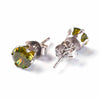 E970 - 10 pairs 304 Stainless Steel Cubic Zirconia Earrings Posts - Mix of Colors 6mm