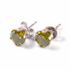 E970 - 10 pairs 304 Stainless Steel Cubic Zirconia Earrings Posts - Mix of Colors 6mm